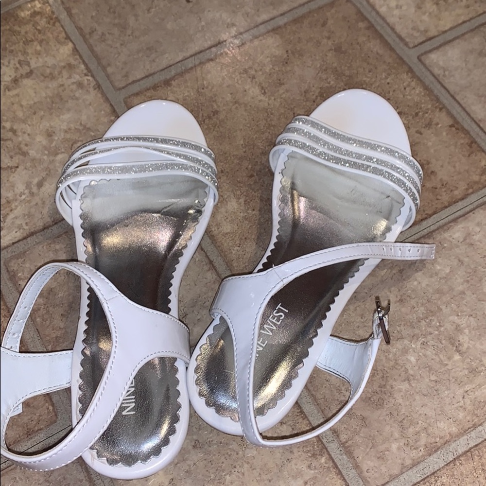 white platform heels